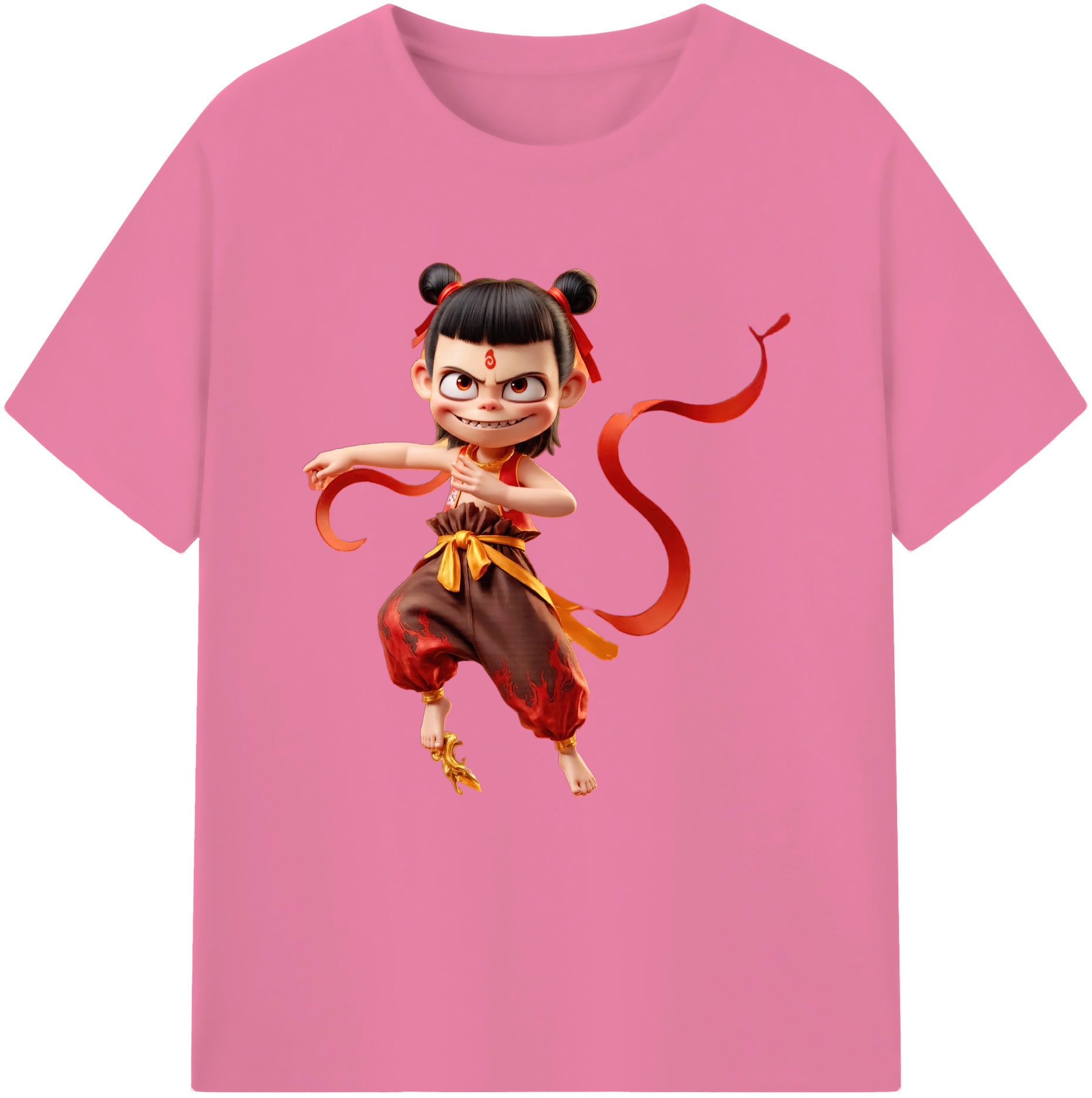 （画像用） Ne Zha 2 ナタ 魔童の大暴れ 綿100％半袖Tシャツ（フロントプリント）